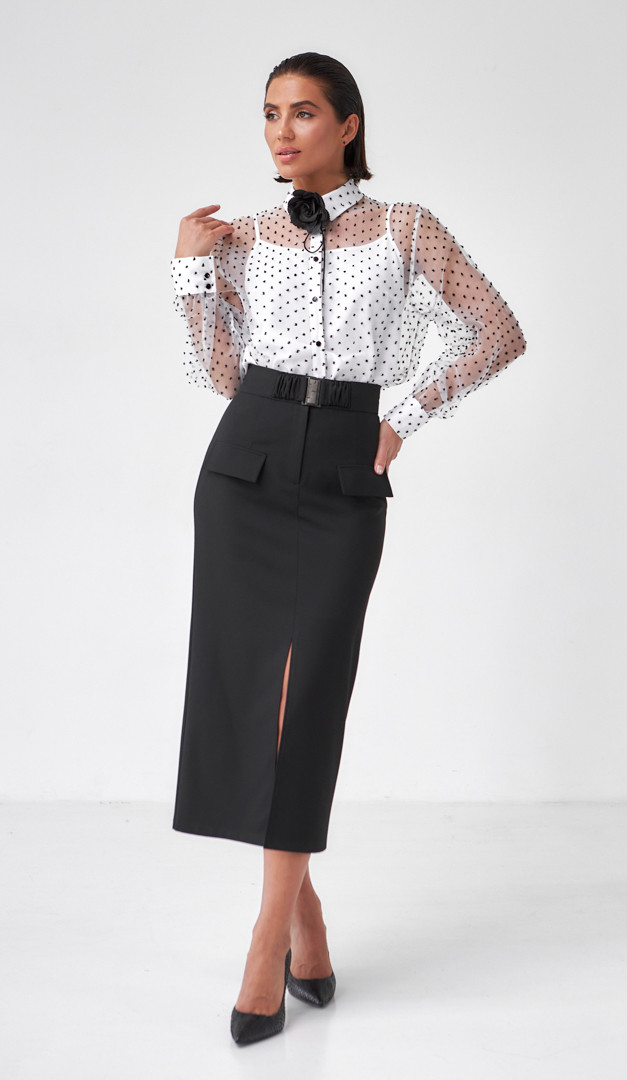 Фото ubka-midi-s-razrezom-cernaa-01 товару Спідниця міді з розрізом чорна0