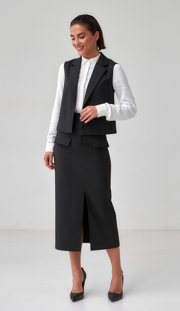 Фото ubka-midi-s-razrezom-cernaa-02 товару Спідниця міді з розрізом чорна0