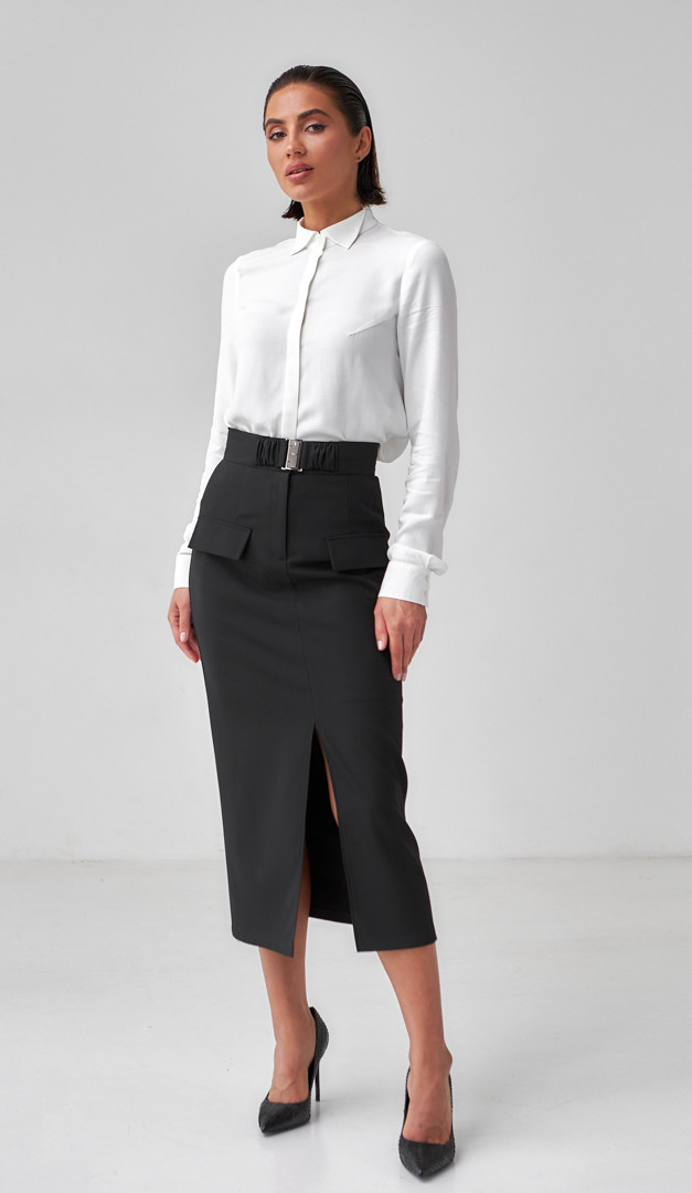 Фото ubka-midi-s-razrezom-cernaa-03 товару Спідниця міді з розрізом чорна0