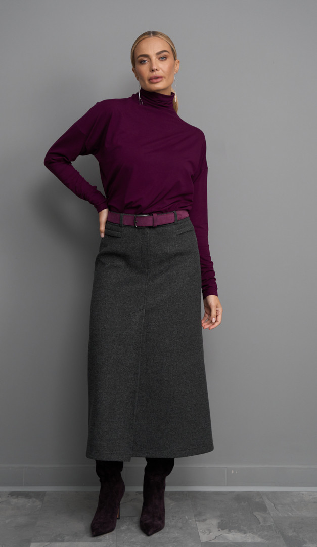 Фото ubka-midi-teplaa-seraa-01 товару Спідниця міді тепла сіра