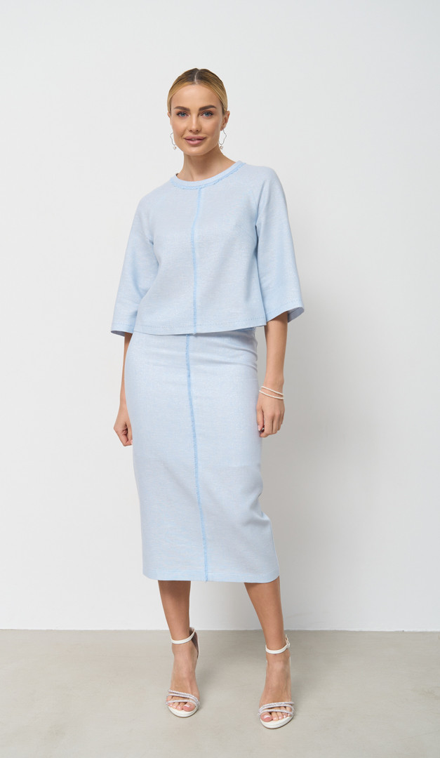 Фото ubka-s-bahromoj-golubaa-01 товара Юбка с бахромой голубая0