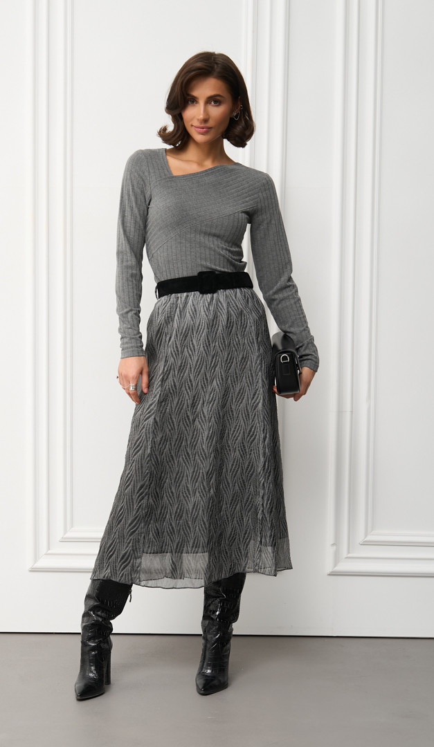 Фото ubka-sifonovaa-midi-seraa-3 товара Юбка шифоновая миди серая0