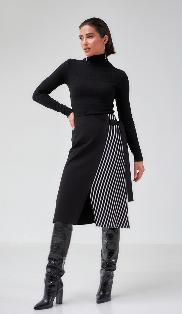 Фото ubka-trikotaznaa-cerno---belaa-01 товара Юбка трикотажная чёрно - белая