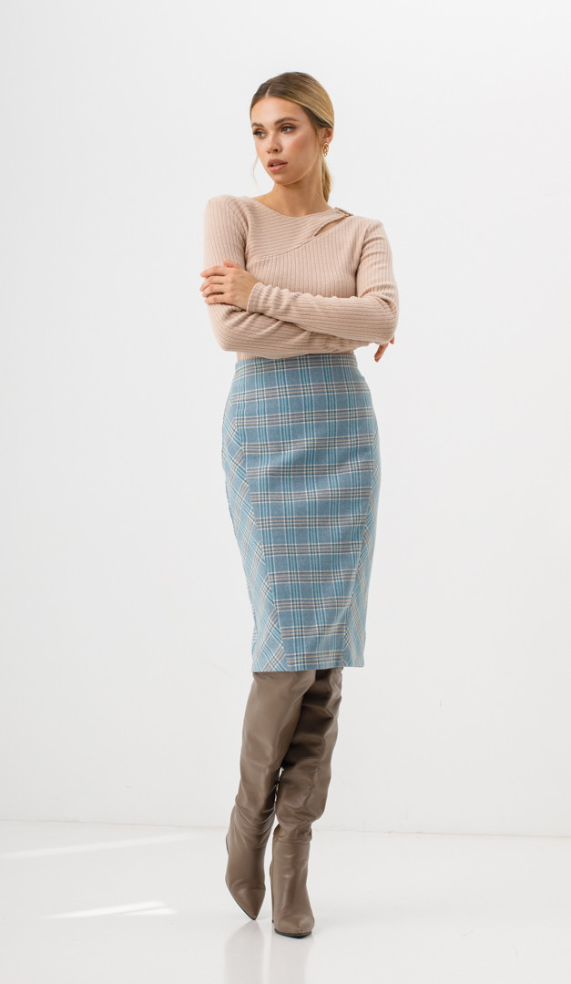 Фото ubka-v-kletku-golubaa-01 товара Юбка в клетку голубая