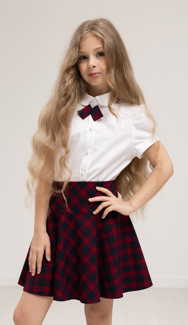 Фото ubka-v-kletku-sine-bordovuu-03 товару Спідниця в клітинку синьо-бордову0