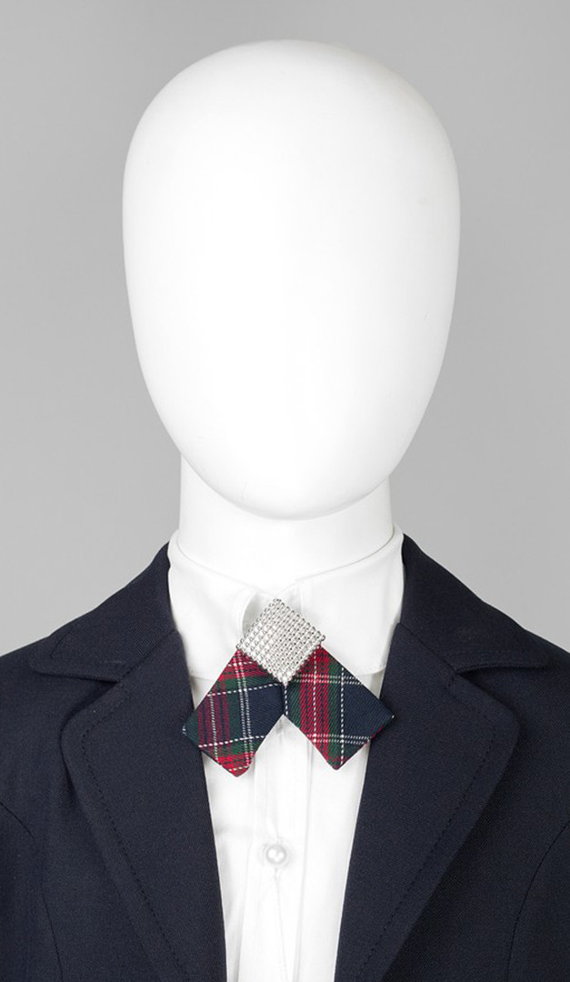 Фото ukrasenie-galstuk-dla-devocki-sine-krasnaa-kletka-01 товару Прикраса краватка для дівчинки синьо-червона клітинка0