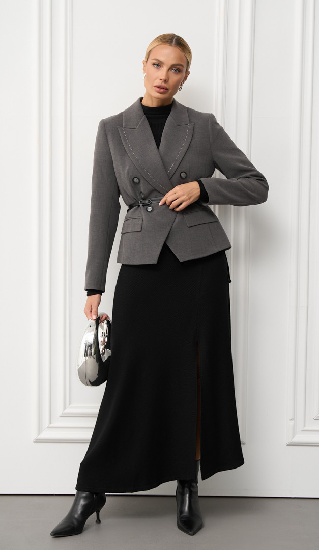 Фото zaket-dvuhbortnyj-seryj-001 товару Жакет двобортний сірий0