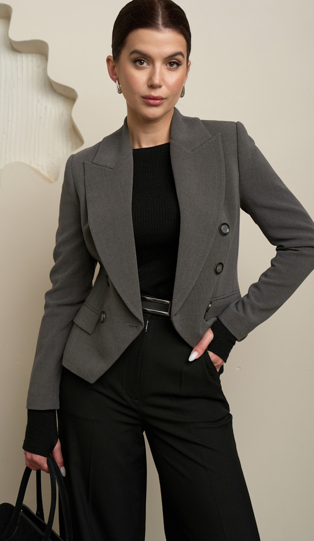 Фото zaket-dvuhbortnyj-seryj-11 товару Жакет двобортний сірий