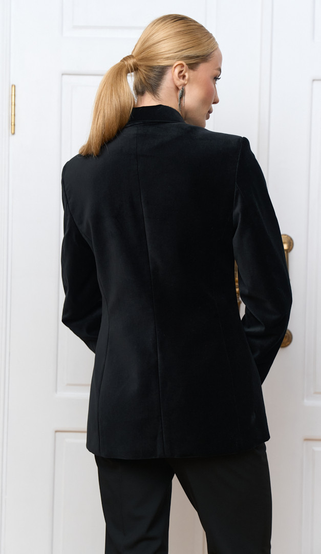 Фото zaket-zenskij-barhatnyj-cernyj-03 товару Жакет жіночий оксамитовий чорний0