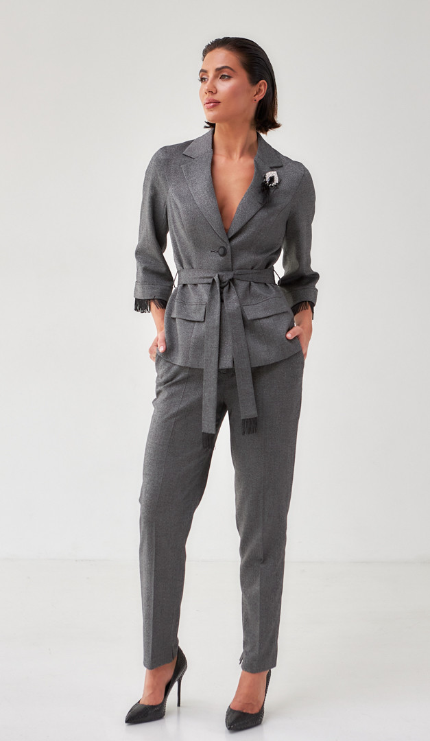 Фото zaket-zenskij-cerno---seryj-melanz-02 товару Жакет жіночий чорно-сірий меланж0