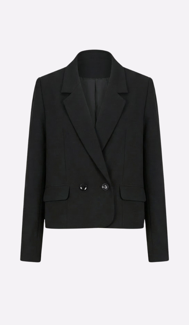 Фото zaket-zenskij-dvuhbortnyj-korotkij-cernyj-01 товара Жакет женский двухбортный короткий черный