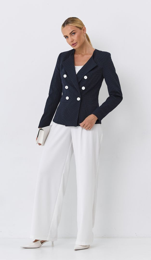 Фото zaket-zenskij-sinij-v-tocku-3 товара Жакет женский синий в точку0