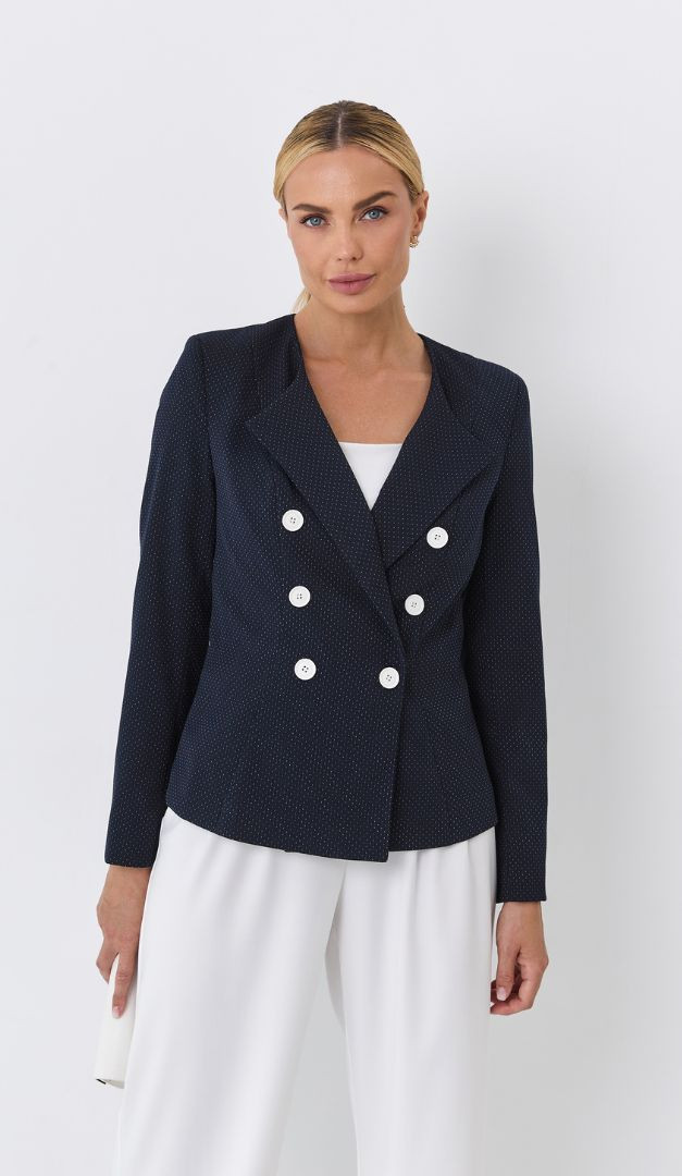 Фото zaket-zenskij-sinij-v-tocku-4 товара Жакет женский синий в точку0