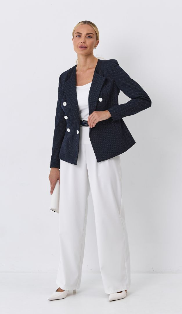 Фото zaket-zenskij-sinij-v-tocku-5 товара Жакет женский синий в точку0