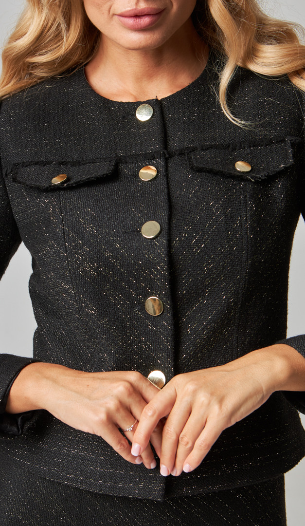 Фото zaket-zenskij-tvidovyj-cernyj-06 товара Жакет женский твидовый чёрный0