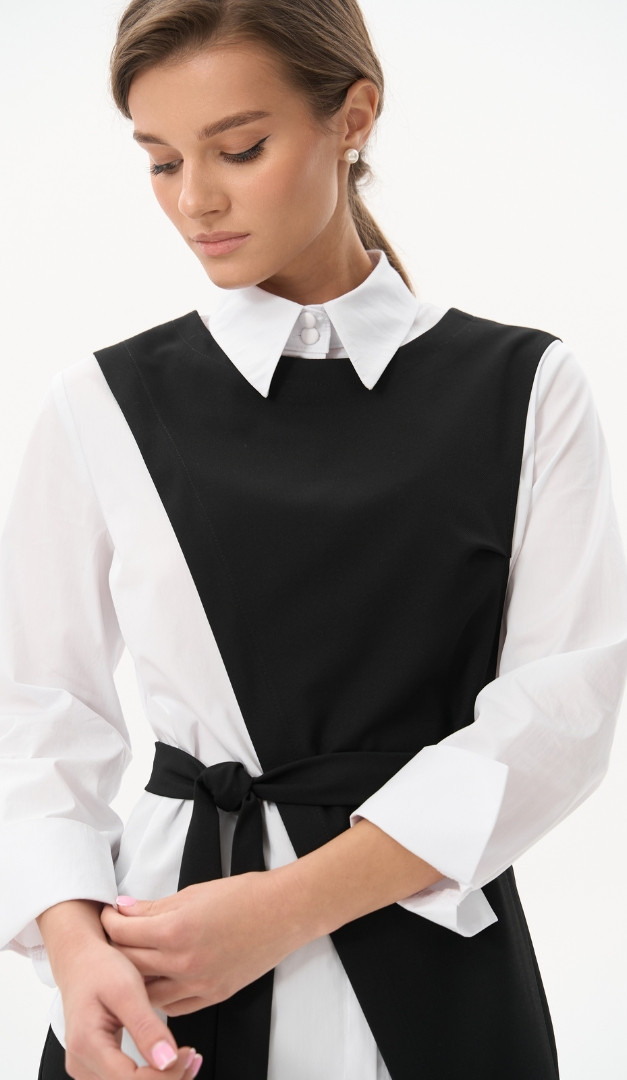 Фото zilet-asimmetricnyj-s-remnami-cernyj-01 товара Жилет асимметричный с ремнями черный