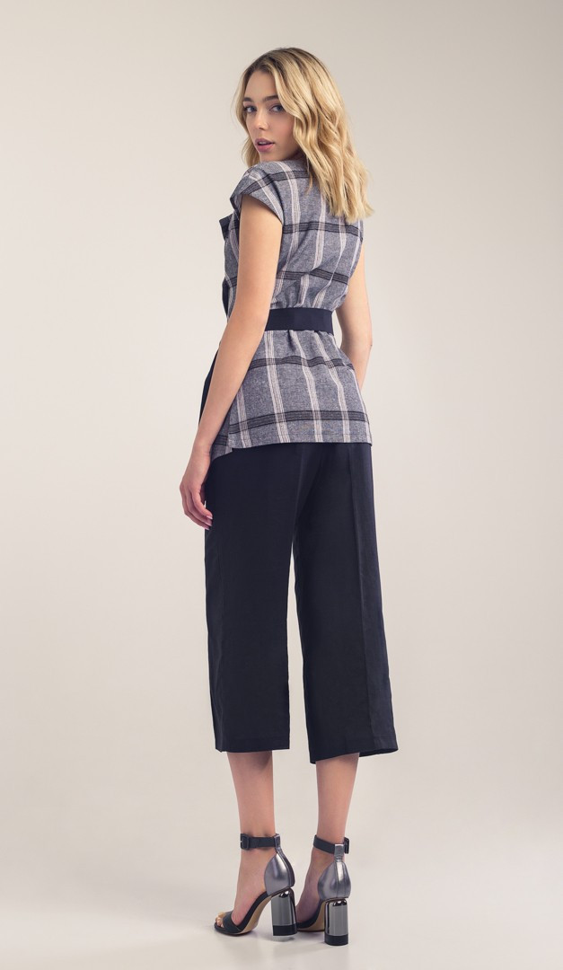 Фото zilet-iz-lna-v-kletocku-seryj-02 товара Жилет из льна в клеточку серый0