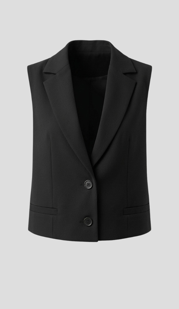 Фото zilet-zenskij-pramoj-korotkij-cernyj-01 товара Жилет женский прямой короткий черный