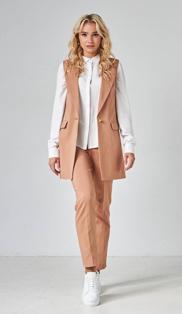 Фото zilet-zenskij-udlinennyj-karamelnyj-02 товару Жилет жіночий подовжений карамельний